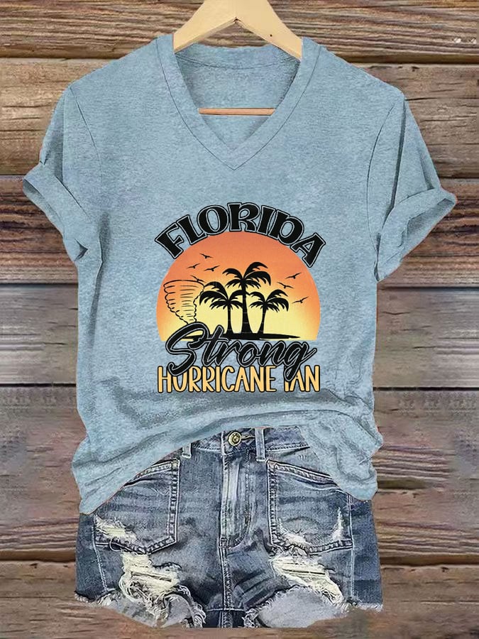 Women's Hot Florida Hurricane Milton Print Casual T-Shirt