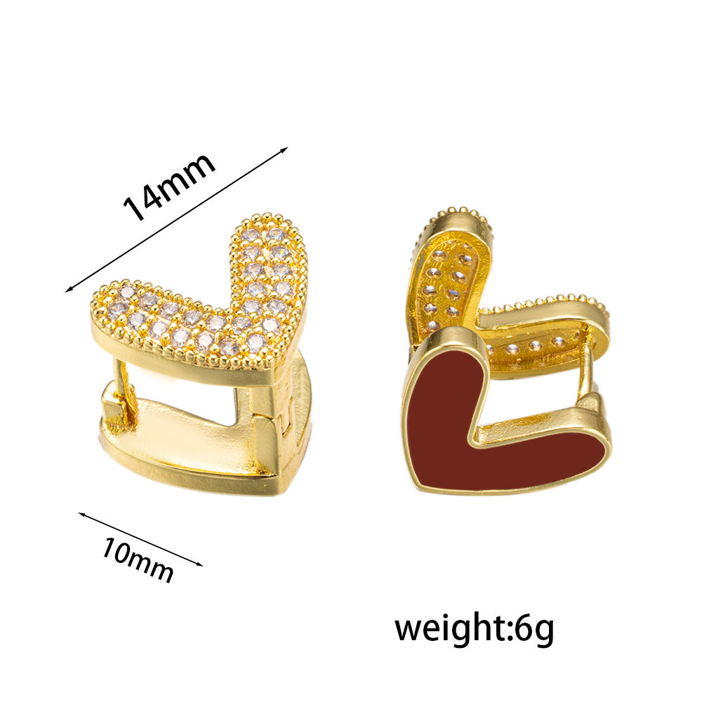 Small Exquisite And Sweet Angela Red Double-Sided Love Earrings Fashionable Earrings For Women