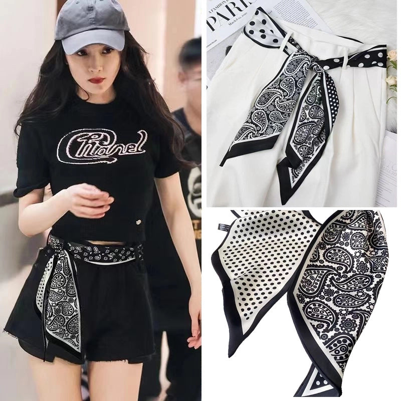 Women's Minimalist Color Block Polyester Printing Silk Scarf