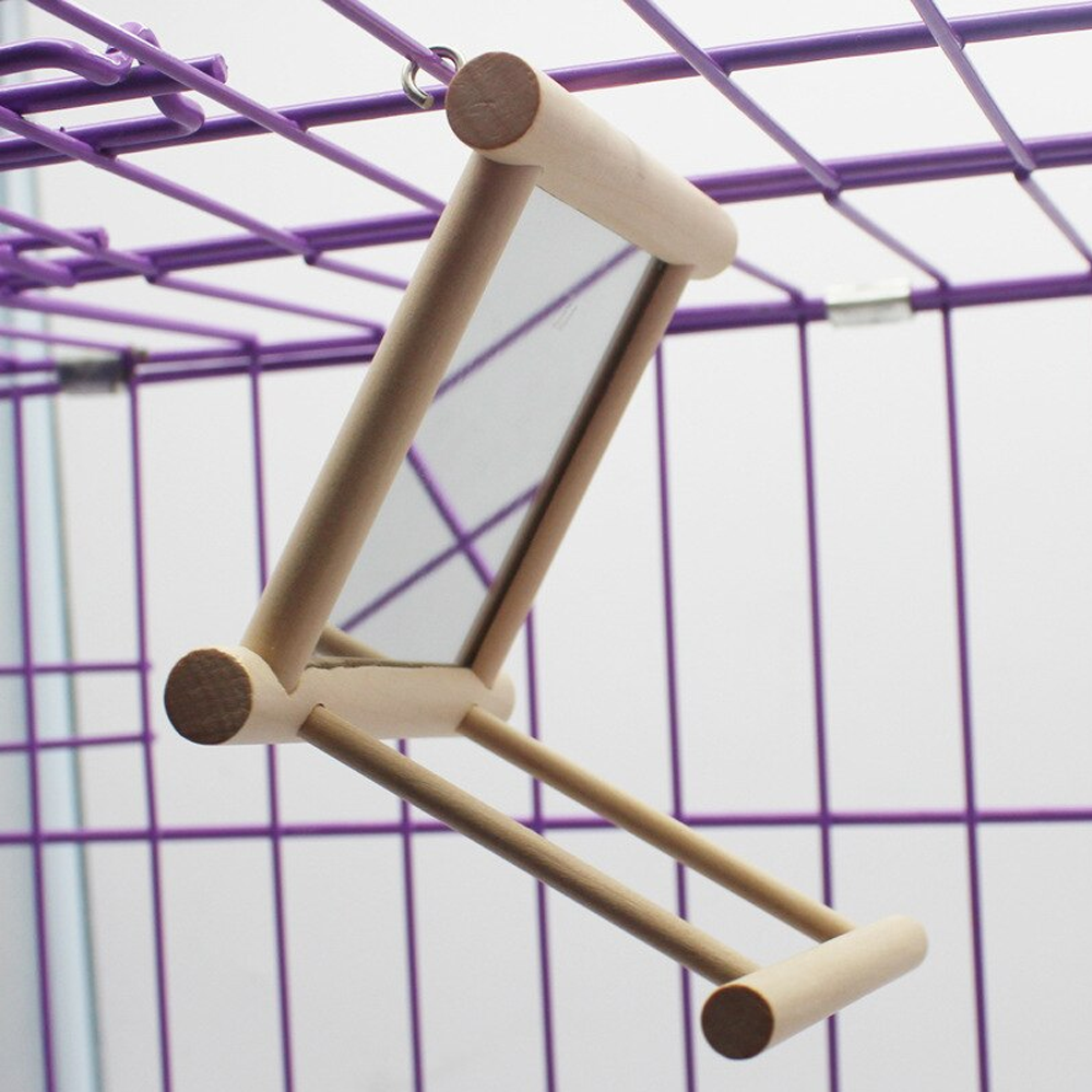 Bird Mirror with Wooden Hanging Toy