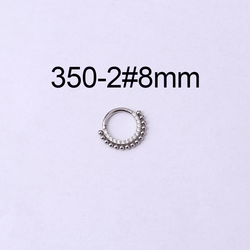 316 Stainless Steel  Fashion Inlaid Zircon Geometric Nose Ring