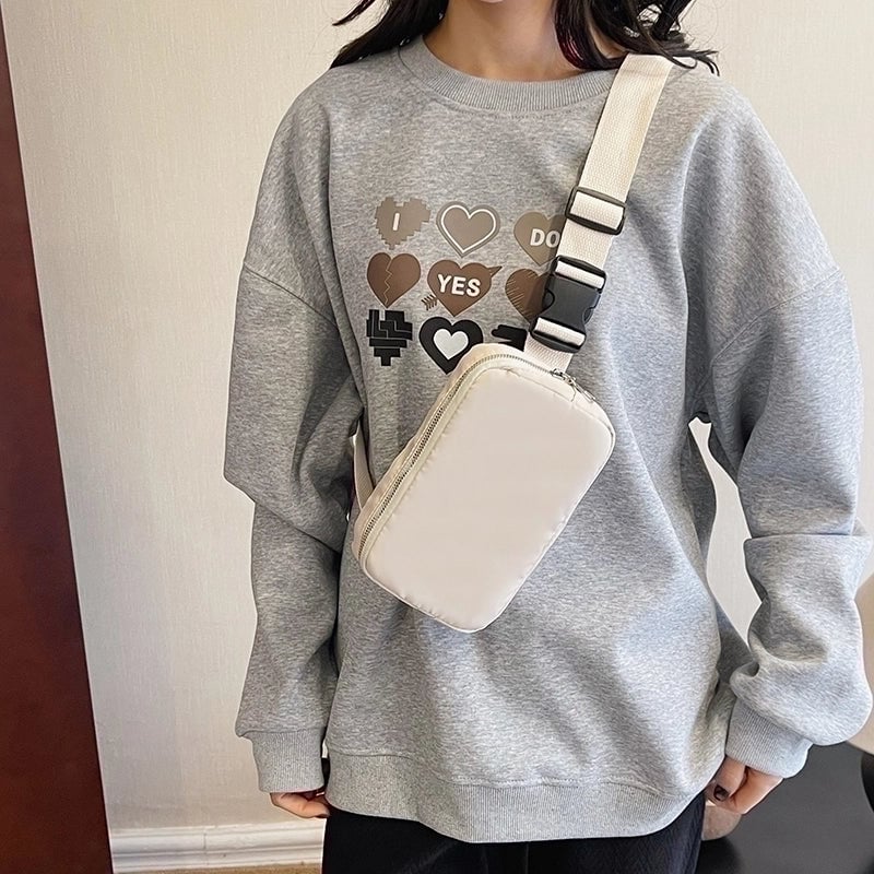 Women's Oxford Cloth Solid Color Classic Style Streetwear Sewing Thread Square Zipper Fanny Pack
