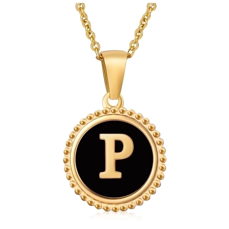 Fashion Round Letter 304 Stainless Steel 18K Gold Plated Enamel Gold Plated Pendant Necklace