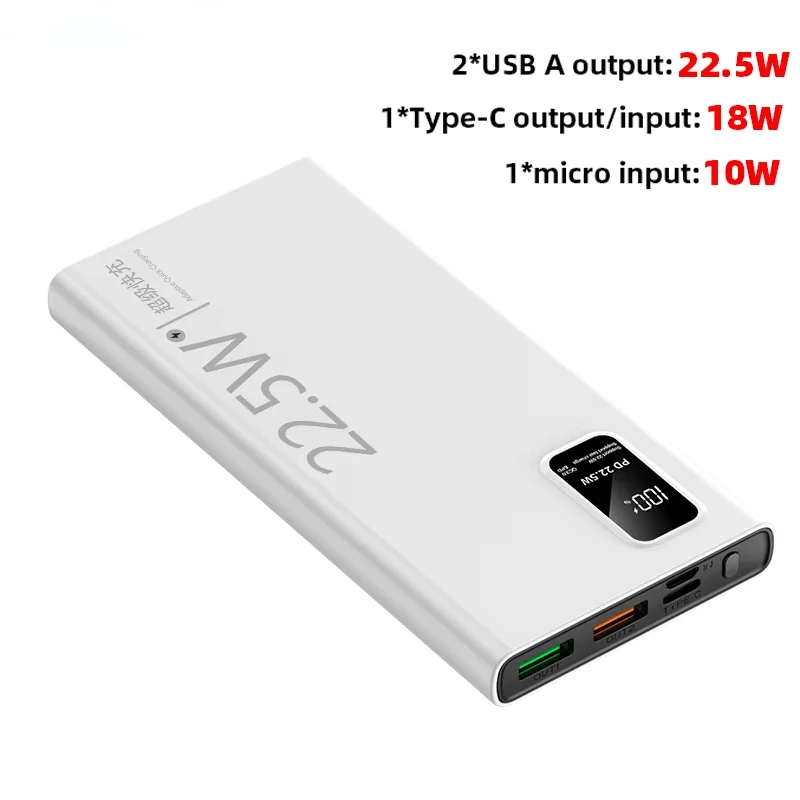 20000mAh Portable Power Bank 22.5W USB C Fast Charging External Spare Battery 10000mAh Powerbank for IPhone 16 15 Samsung Xiaomi