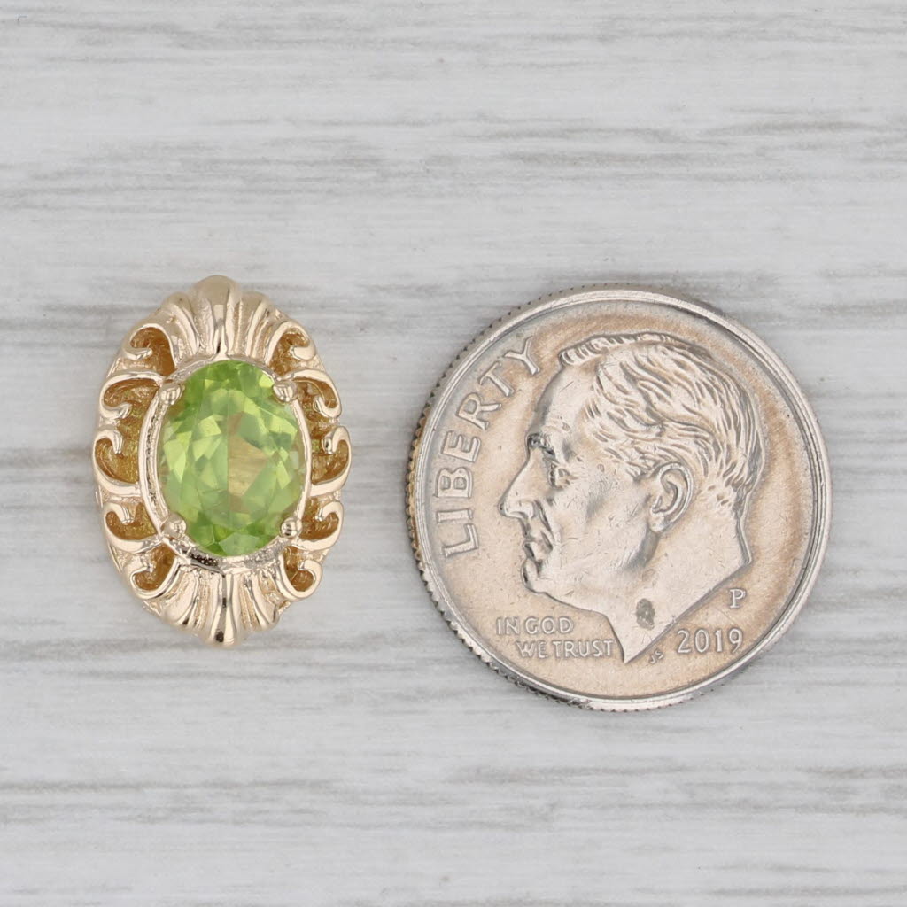 1.40ct Peridot Solitaire Slide Bracelet Charm 14k Yellow Gold Archer Hallmark