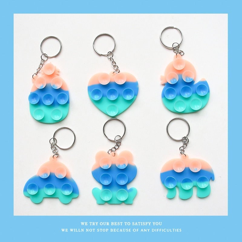 Pack of 2-popit Suction Key Chain for Kids & Adults (Random Design)
