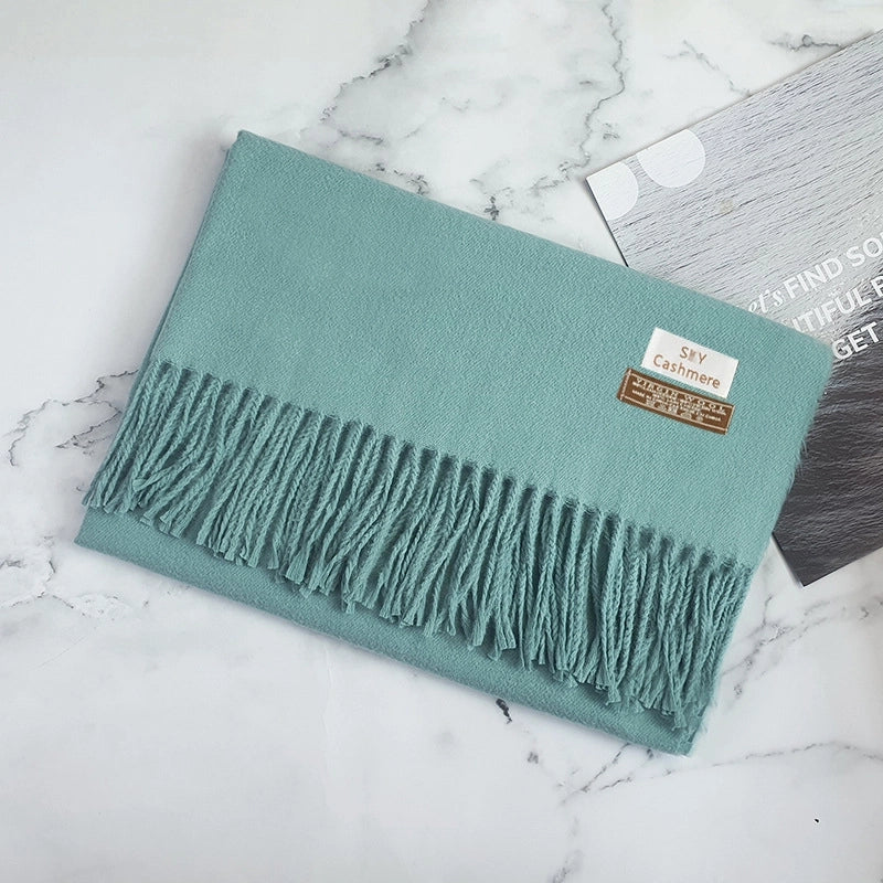 Big Red Scarf Thickened Cashmere Scarf Solid Color Women's Winter Explosions Cashmere Scarf Women's Wool Shawl