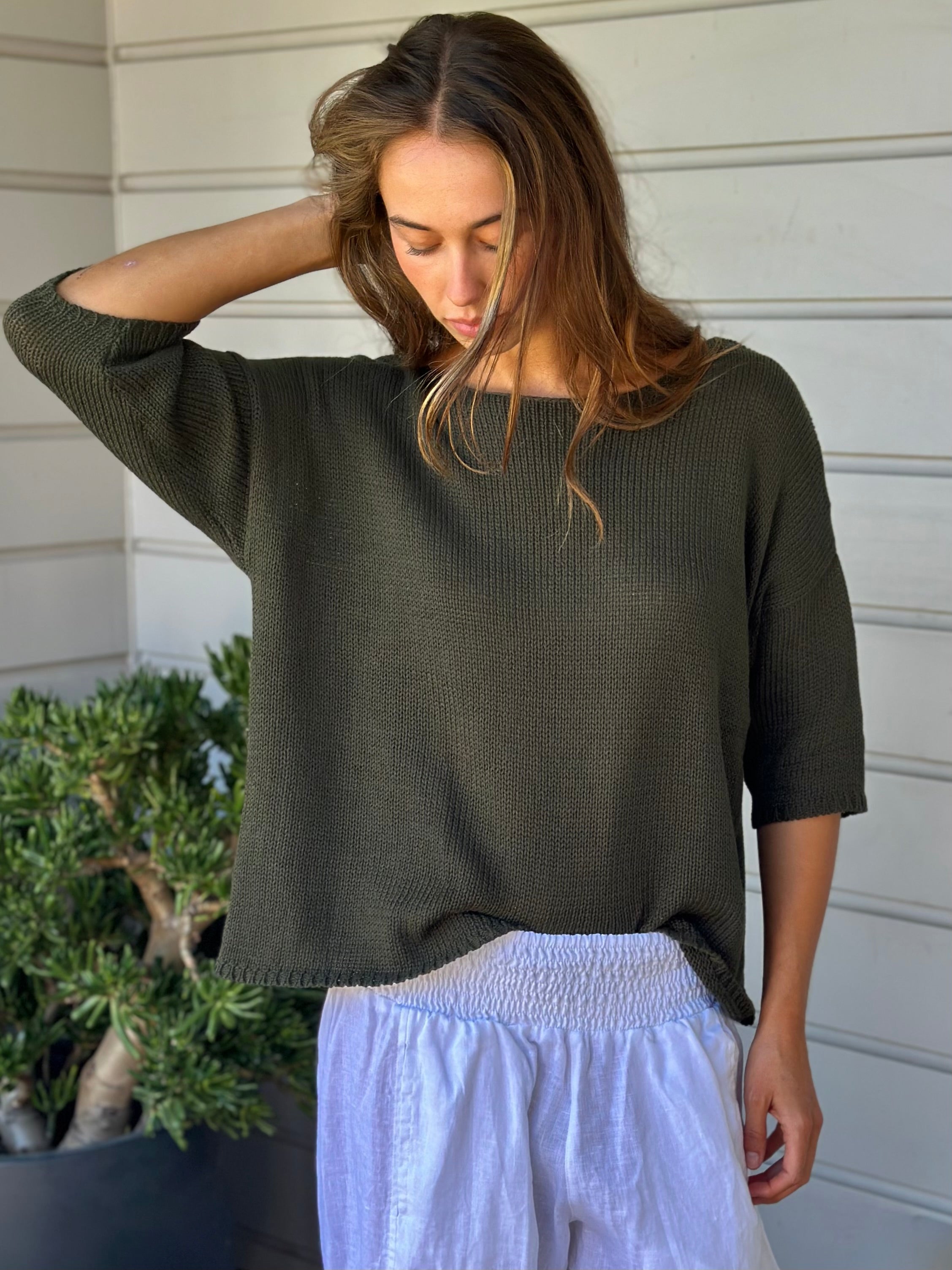 top - army cotton knit