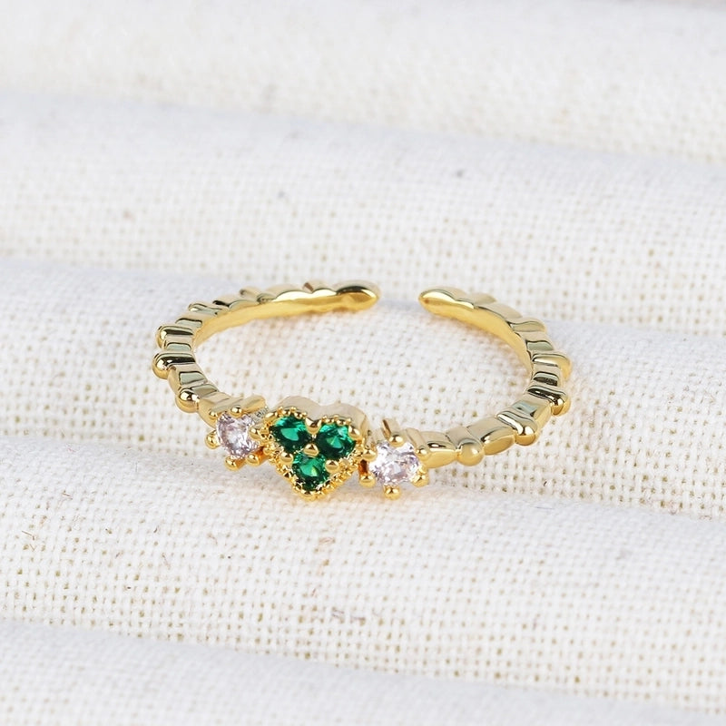 Copper 18K Gold Plated Inlay Geometric Zircon Open Rings