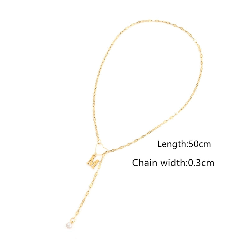 Elegant Minimalist Classic Style Letter Heart Shape 201 Stainless Steel 304 Stainless Steel Artificial Pearl Stainless Steel Necklaces