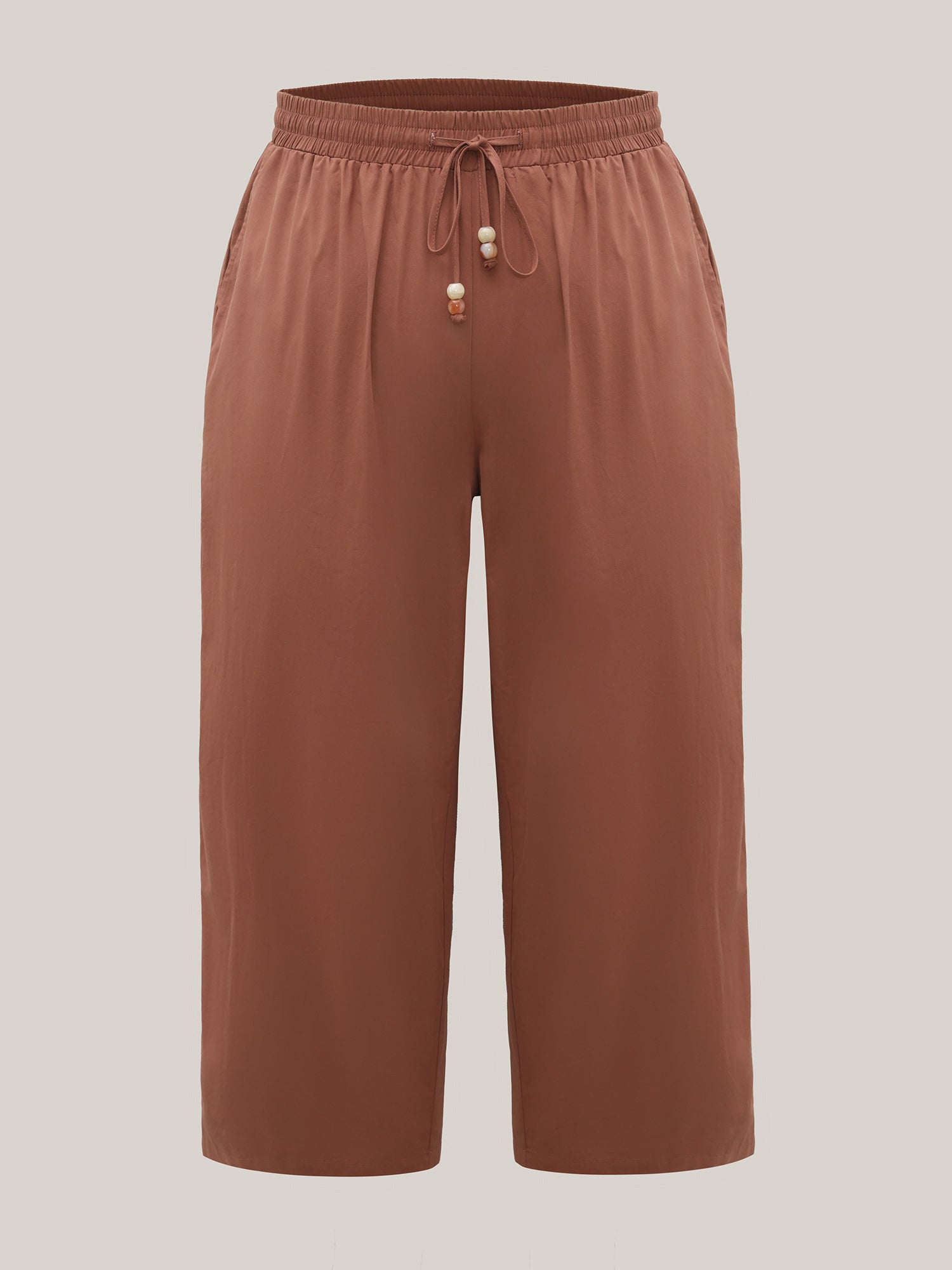 Cotton Drawstring Straight-Leg Pants