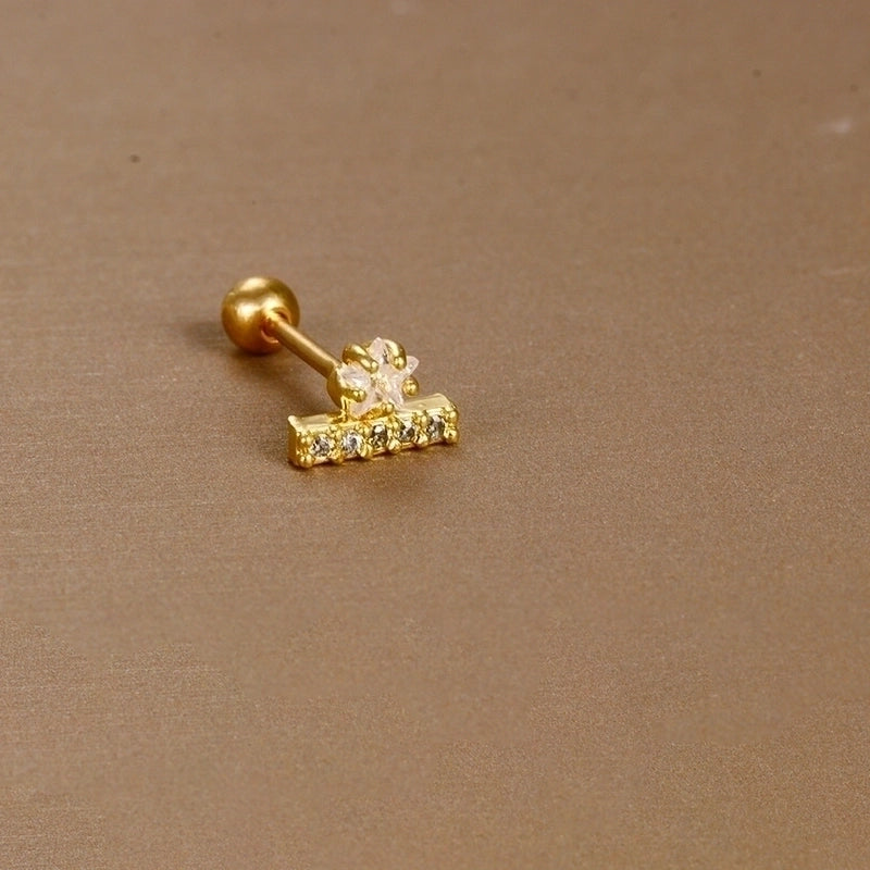 1 Piece Sweet Minimalist Flower Plating Inlay Titanium Steel Zircon Ear Studs