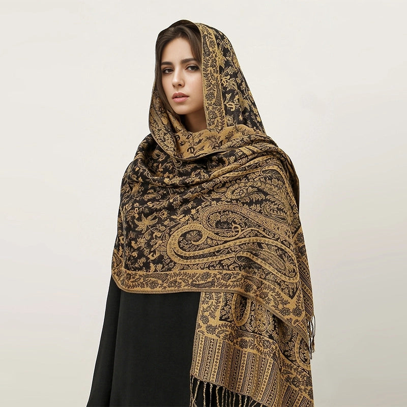 Women's Elegant Geometric Cotton Acrylic Shawl