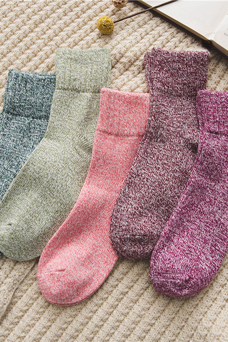 Retro Solid Color Thickened Warm Wool Socks