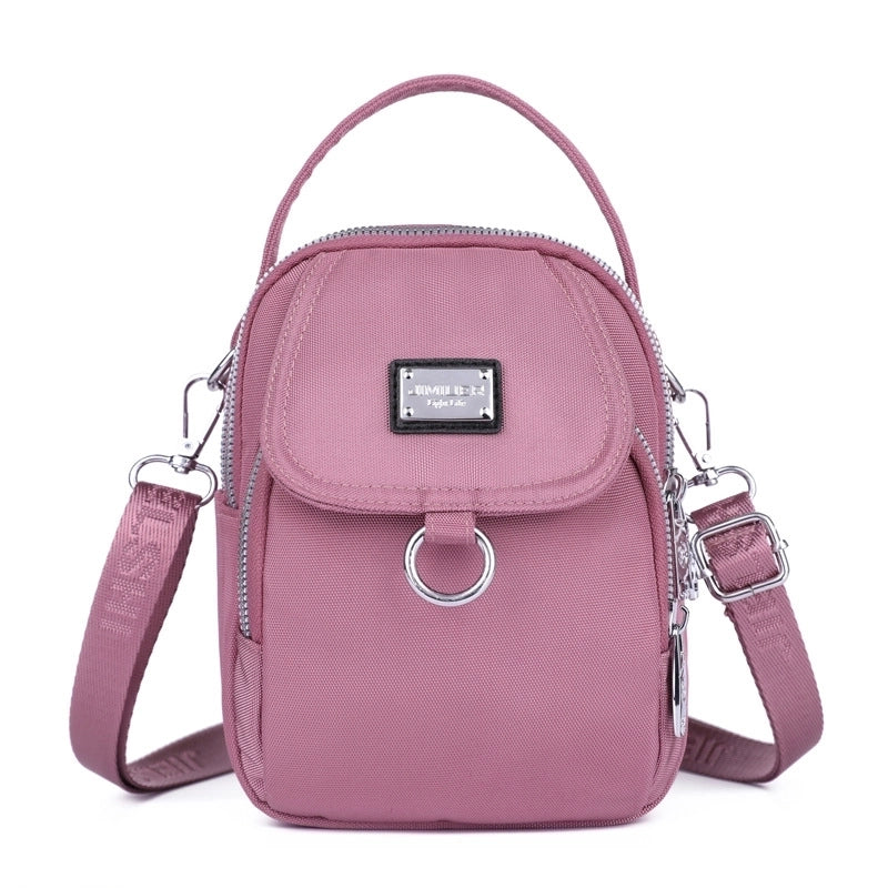 Women's Small Nylon Color Block Classic Style Semicircle Zipper Crossbody Bag