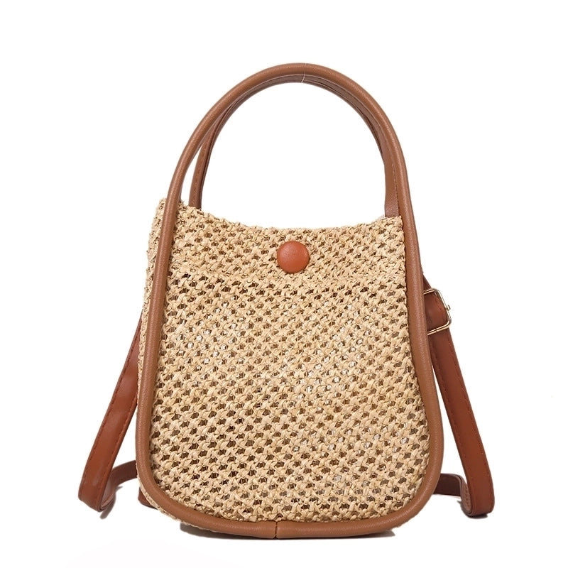 Women's Small Straw Color Block Streetwear Square Zipper Straw Bag