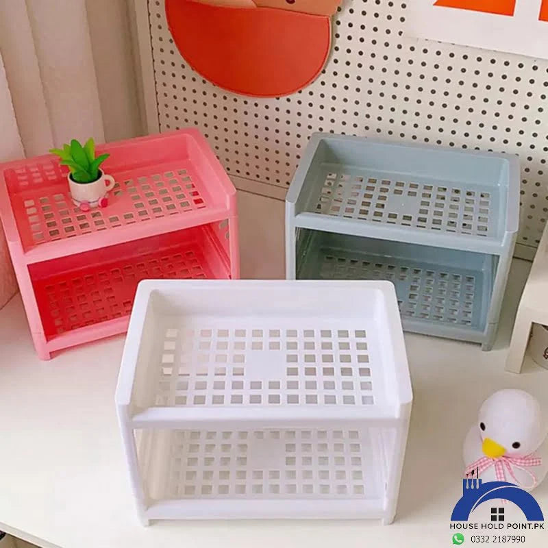 Double Layer Foldable Plastic Storage Rack