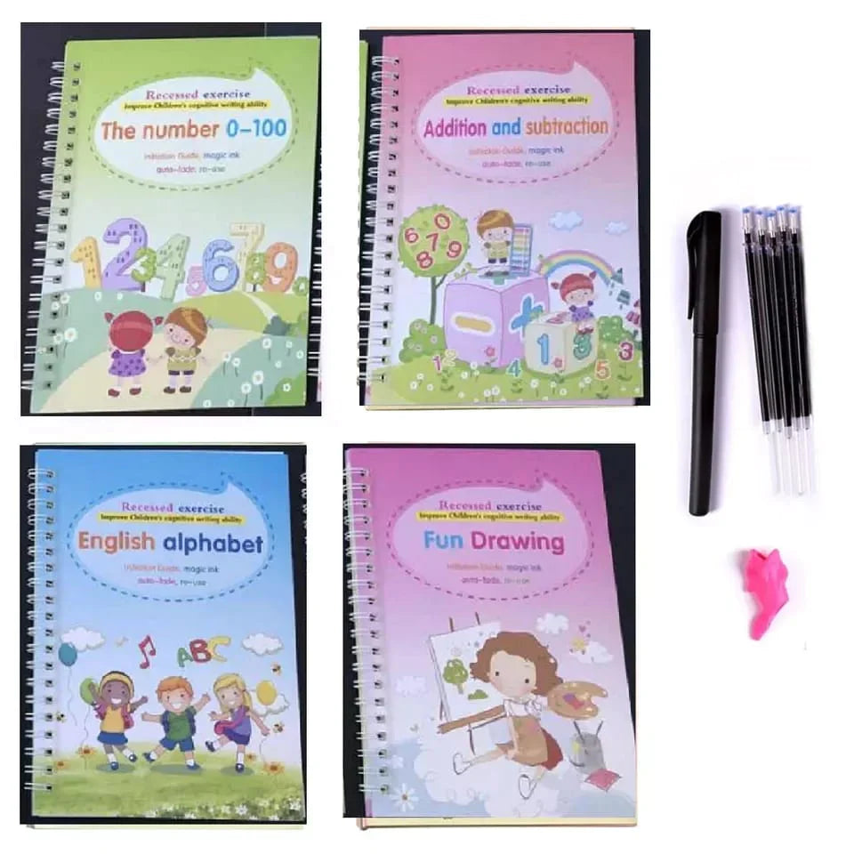 Magic Handwriting Practice Notebook For Kids (pack of 4)