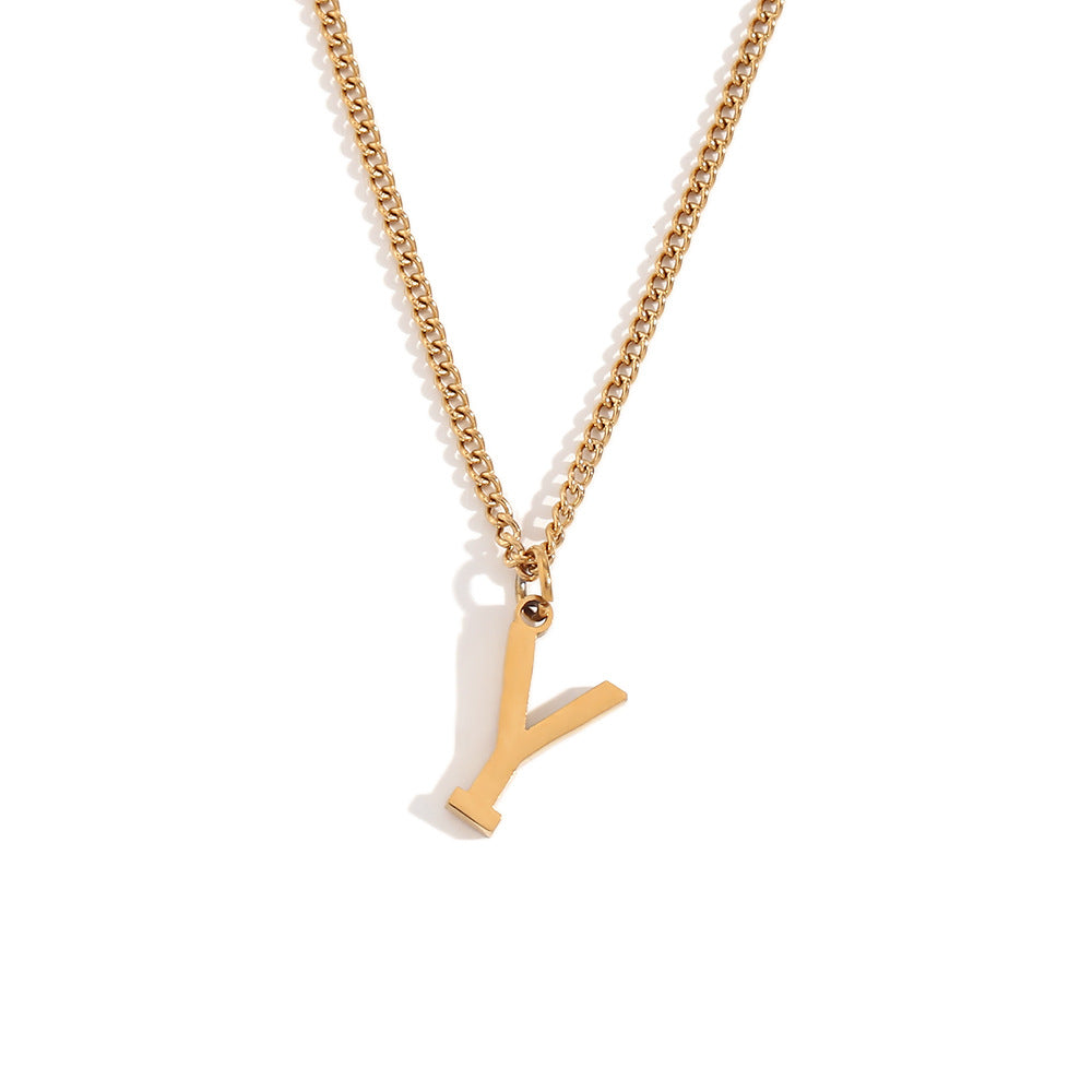Fashion Letter Number Geometric Text Stainless Steel 18K Gold Plated Necklaces