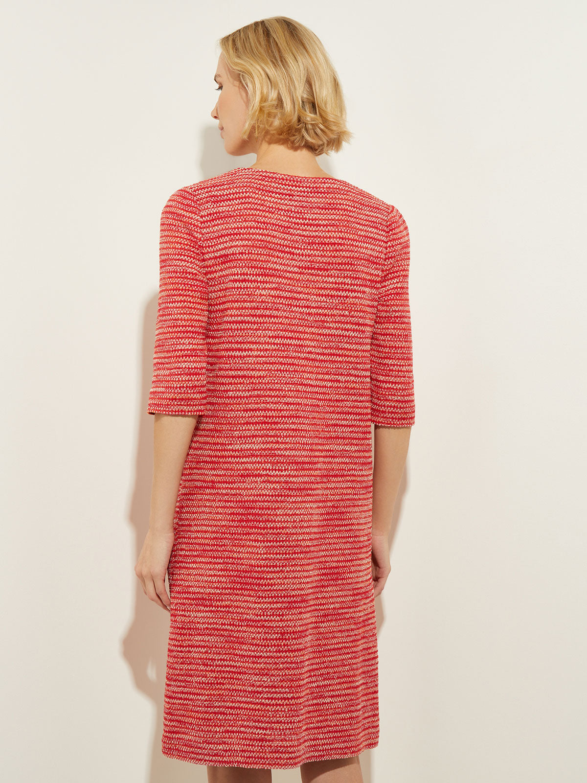 Tweed Knit Shift Dress with Pockets, Sunset Red
