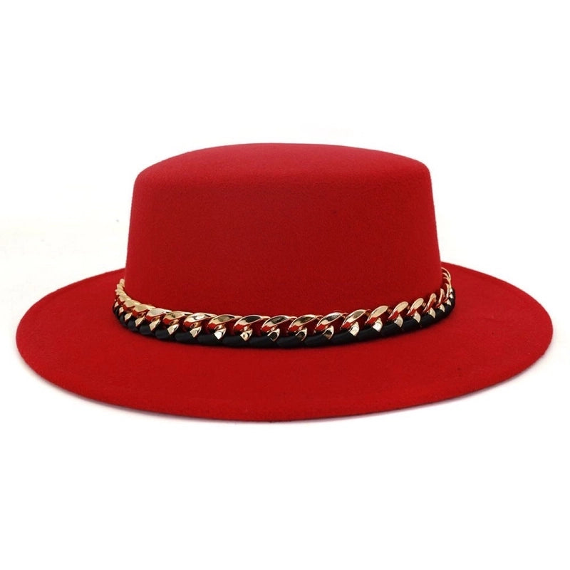 Retro Small Edge Flat Top Hat Fashion Style Autumn And Winter Woolen Hat
