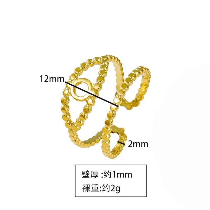 Elegant Leaves Flower Titanium Steel Open Rings