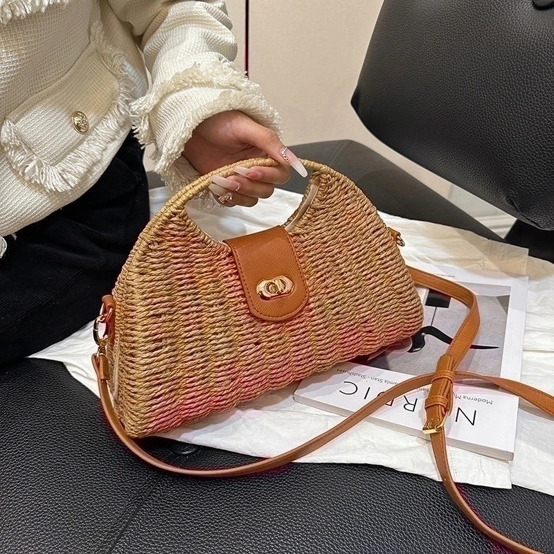 Women's Small Summer Straw Vacation Straw Bag