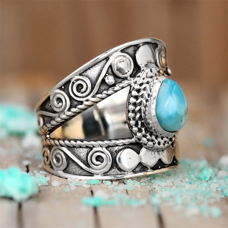 🔥 47% OFF🎁Turquoise Drop Openwork Ring