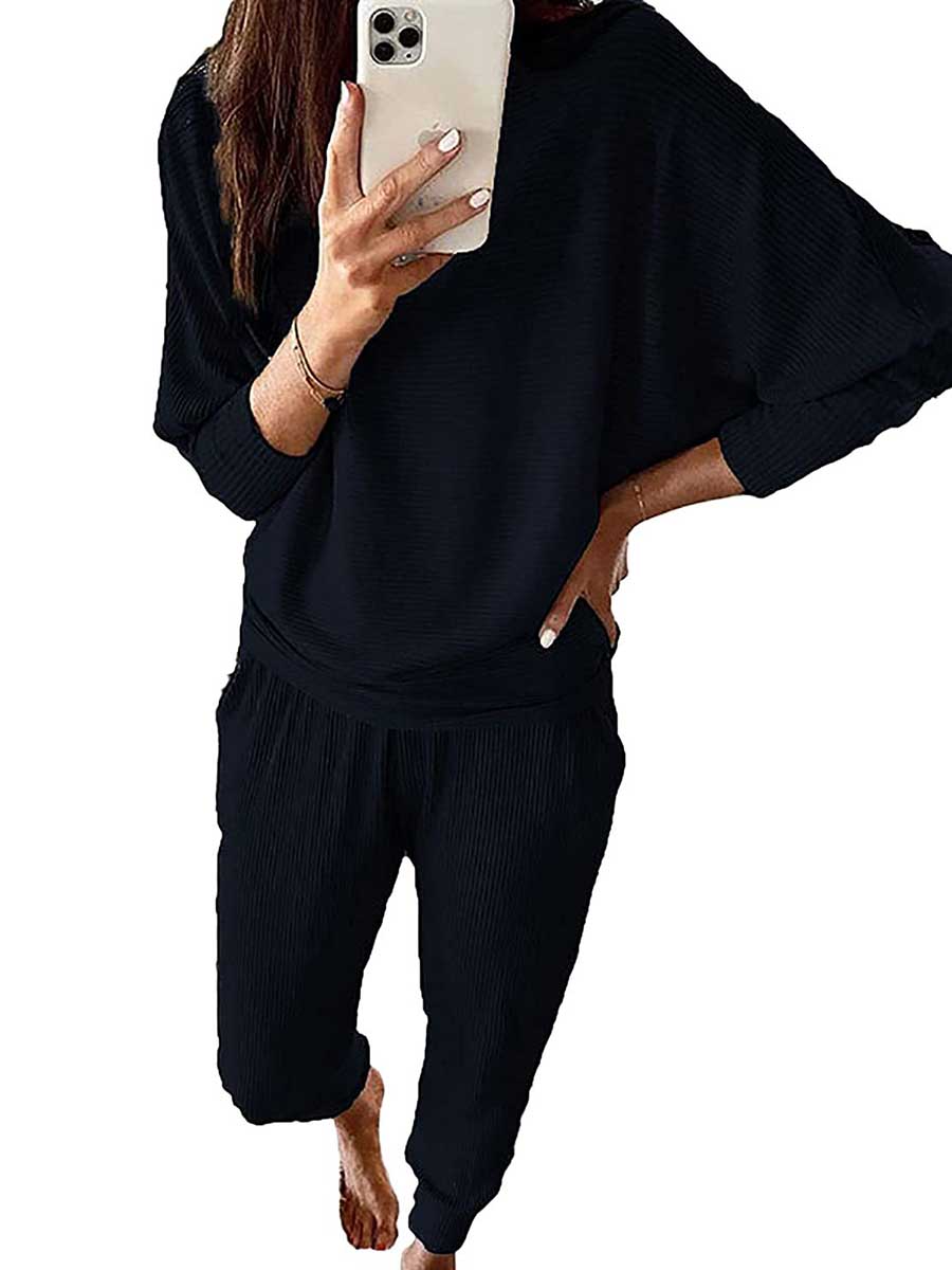 Long Sleeve Knit Sweatshirt Loungewear