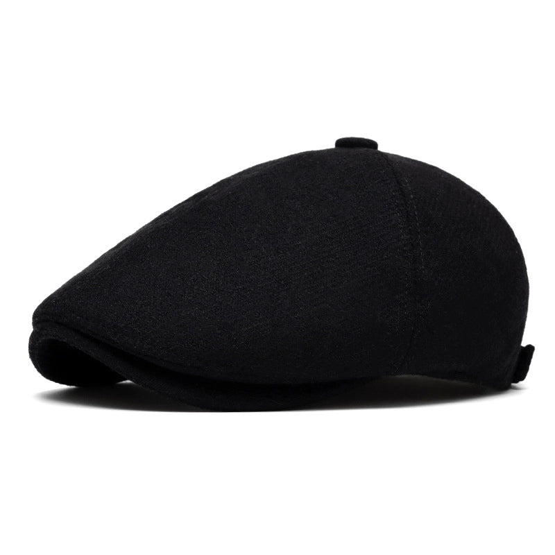 Unisex Retro British Style Solid Color Curved Eaves Beret Hat