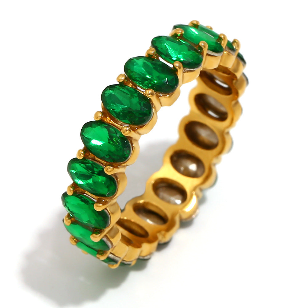 Ins Fashion Niche Design Personality Hand Jewelry Stainless Steel Plated 18K Gold Two-Color Geometric Snake Ring Female