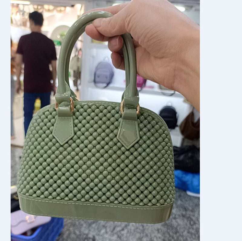 Women's Pvc Solid Color Fashion Shell Zipper Shoulder Bag Crossbody Bag Dome Bag