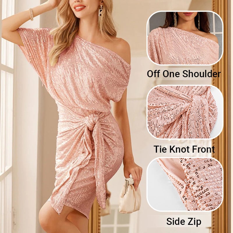 💃Hot Sales - 49% OFF🎉Sparkly One-Shoulder Ruched Dress✨