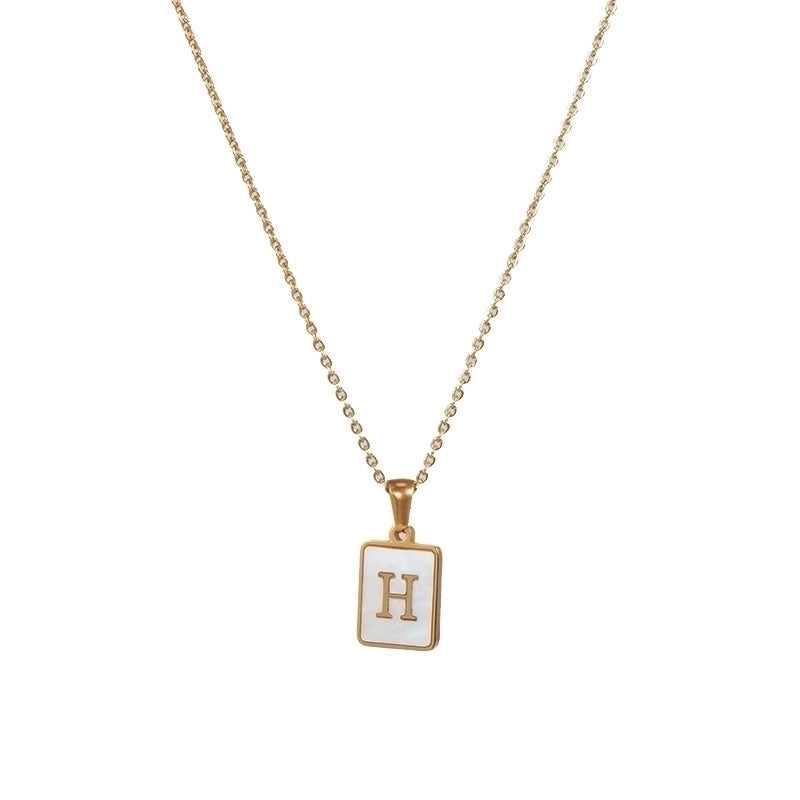 Vintage Style Letter Square 304 Stainless Steel Shell 18K Gold Plated Plating Inlay Pendant Necklace