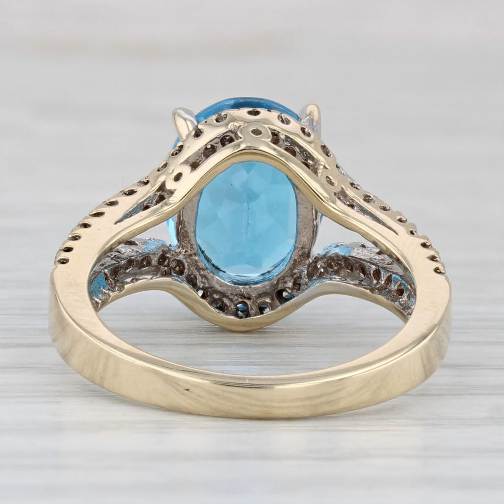 4.50ctw Oval Blue Topaz Diamond Ring 14k Yellow Gold Size 7