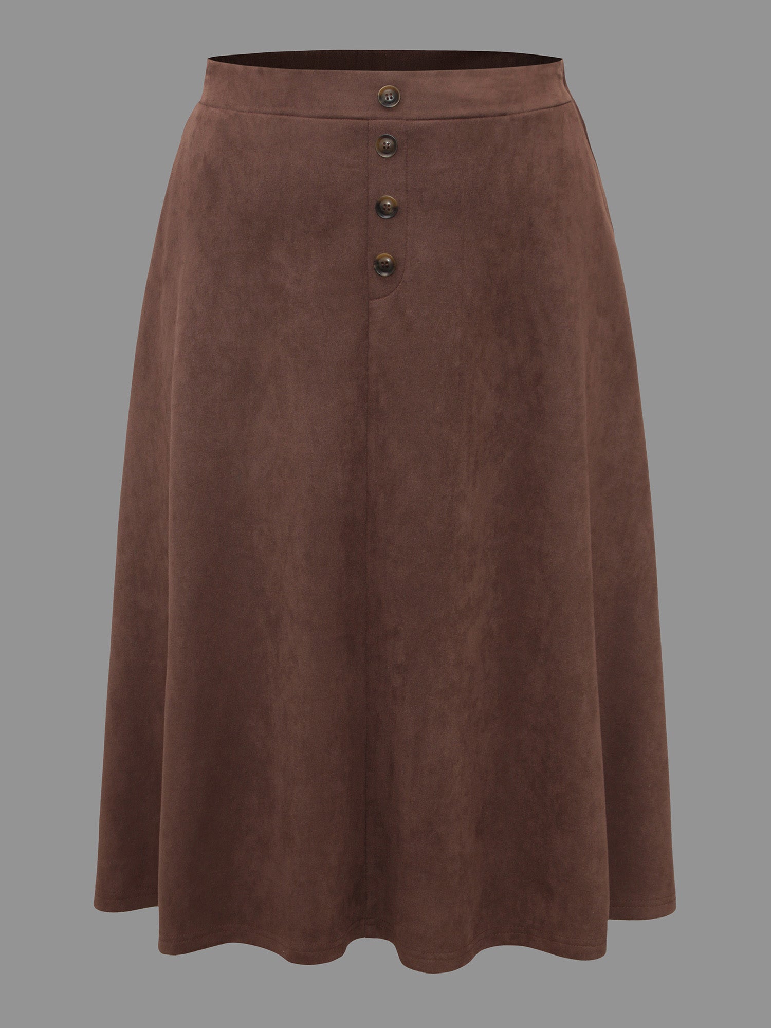 Faux Suede Button Detail Pocket Skirt