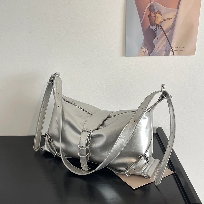 Women's Pu Leather Solid Color Classic Style Zipper Underarm Bag