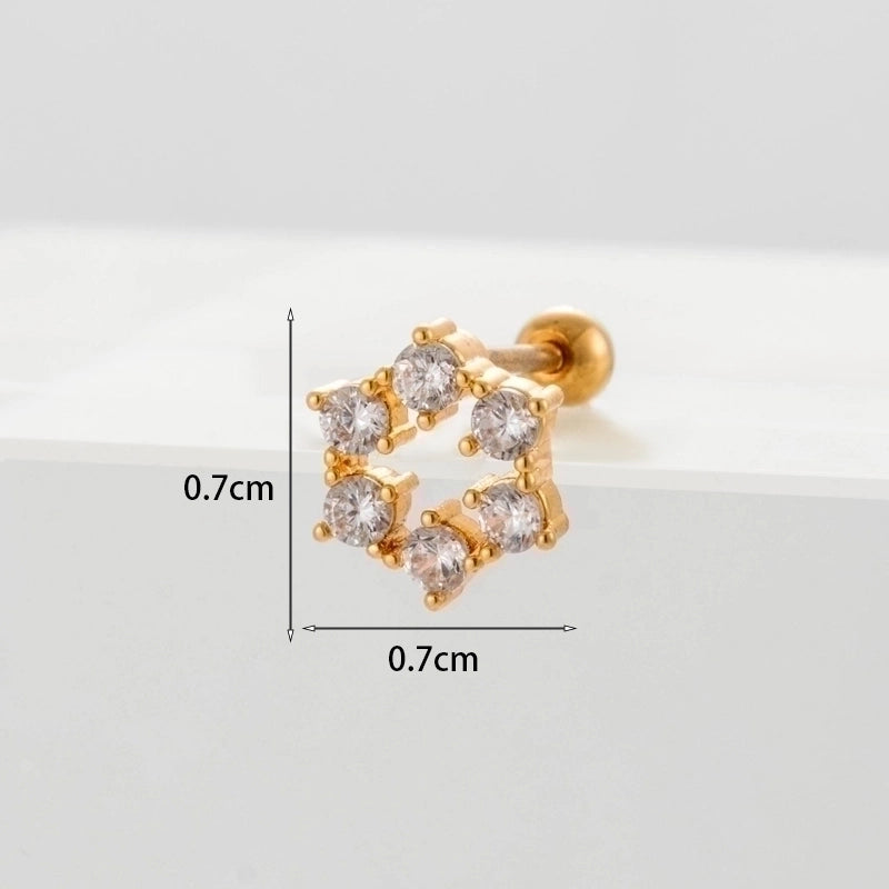 Ear Cartilage Rings & Studs Geometric Copper Plating Artificial Gemstones