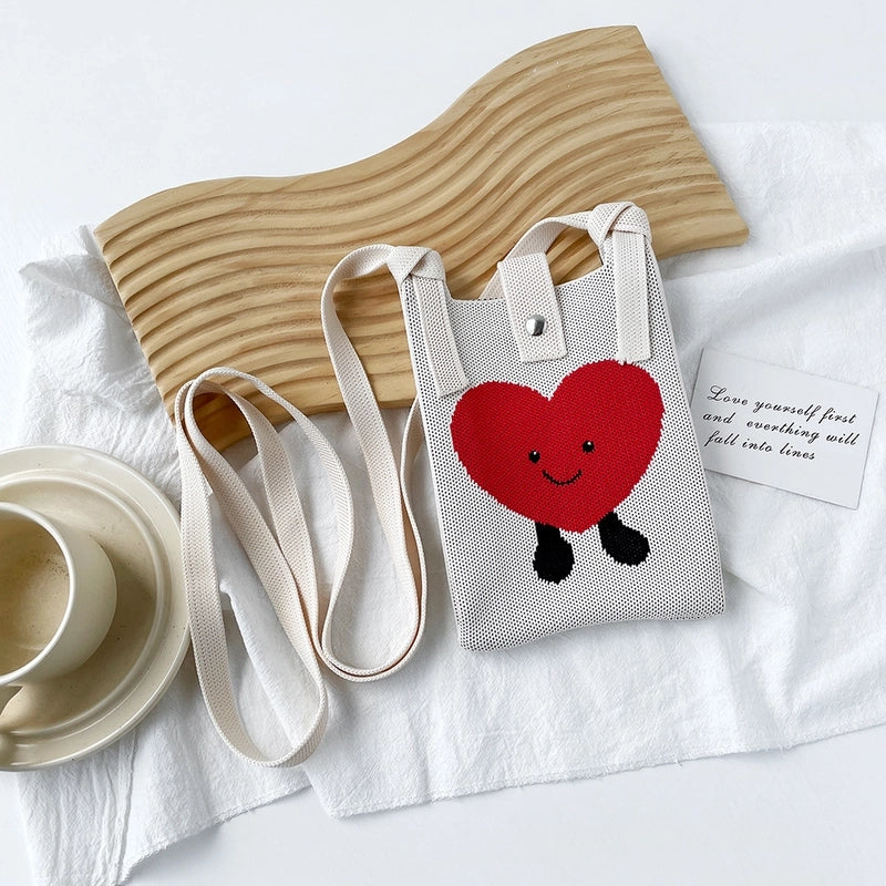 Women's Small Polyester Cartoon Heart Shape Basic Vintage Style Square Open Phone Wallets