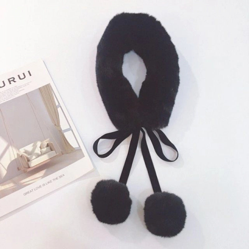 Women's Cute Solid Color Plush Scarf