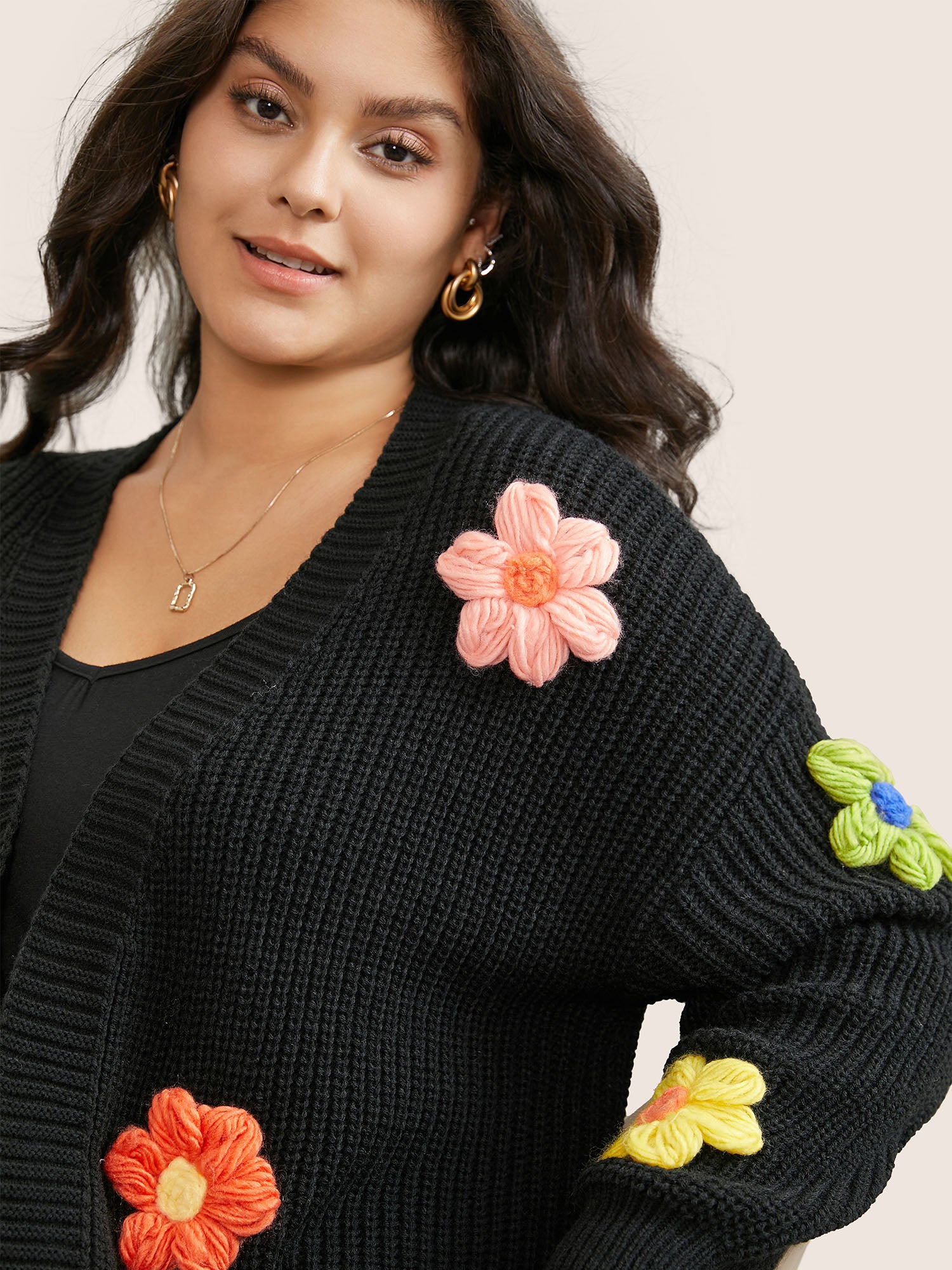 Rainbow Floral Pocket Open Front Cardigan