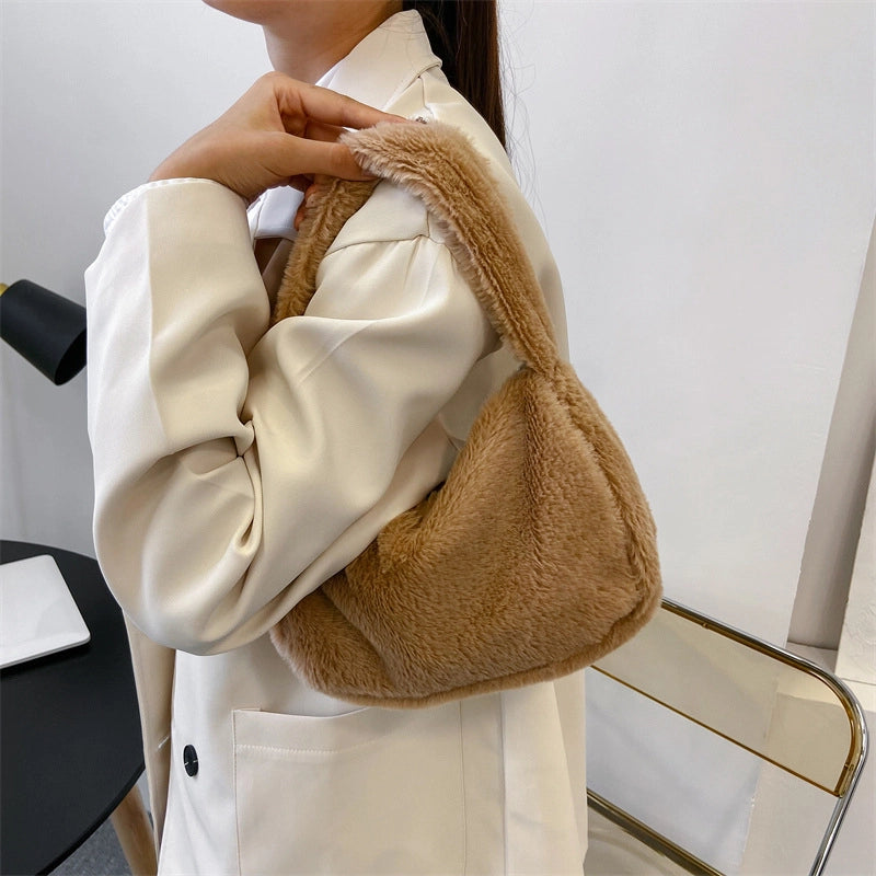 Women's Small Plush Leopard Vintage Style Classic Style Dumpling Shape Zipper Handbag