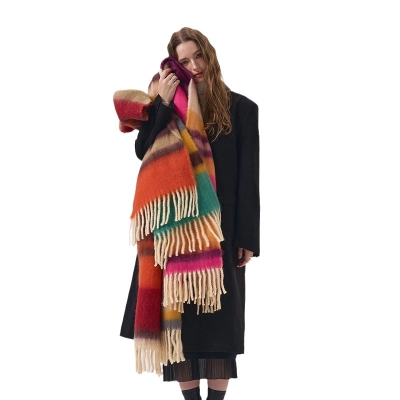 Women's Preppy Style Color Block Acrylic Printing Scarf