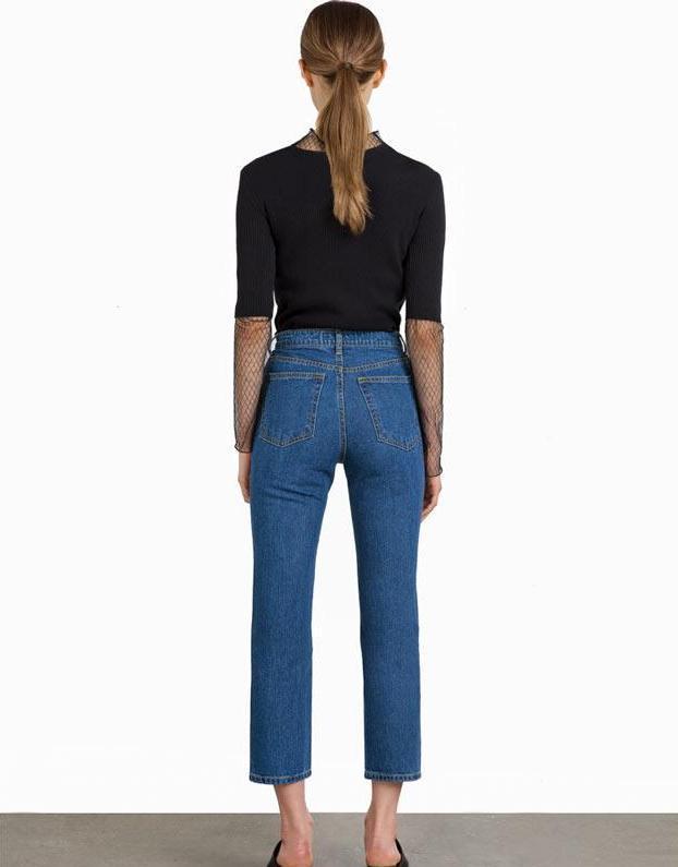 High Waisted Cut Pocket Jeans