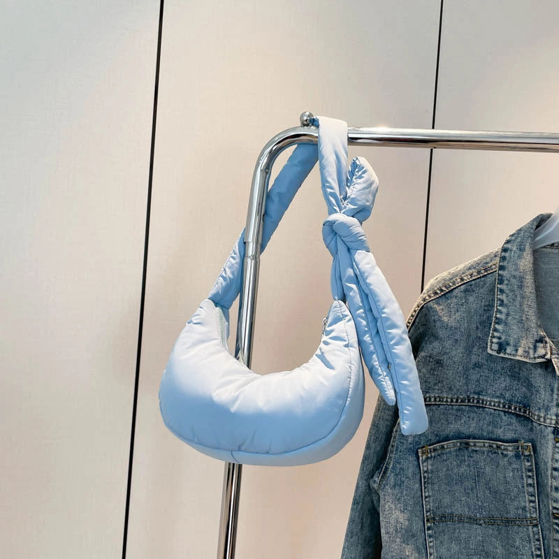 Women's Medium Nylon Solid Color Basic Classic Style Sewing Thread Dumpling Shape Zipper Crossbody Bag