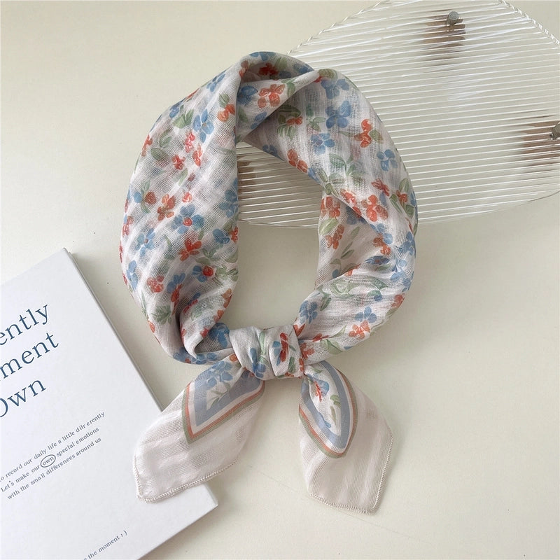 Women's Cartoon Style Cute Sweet Ditsy Floral Cotton And Linen Kerchief
