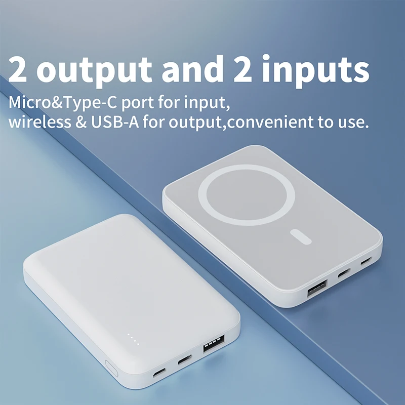 Capacity Pocket 10W Magnetic Wireless Charging Powerbank 5000mah With Usb Portable Mini Power Bank