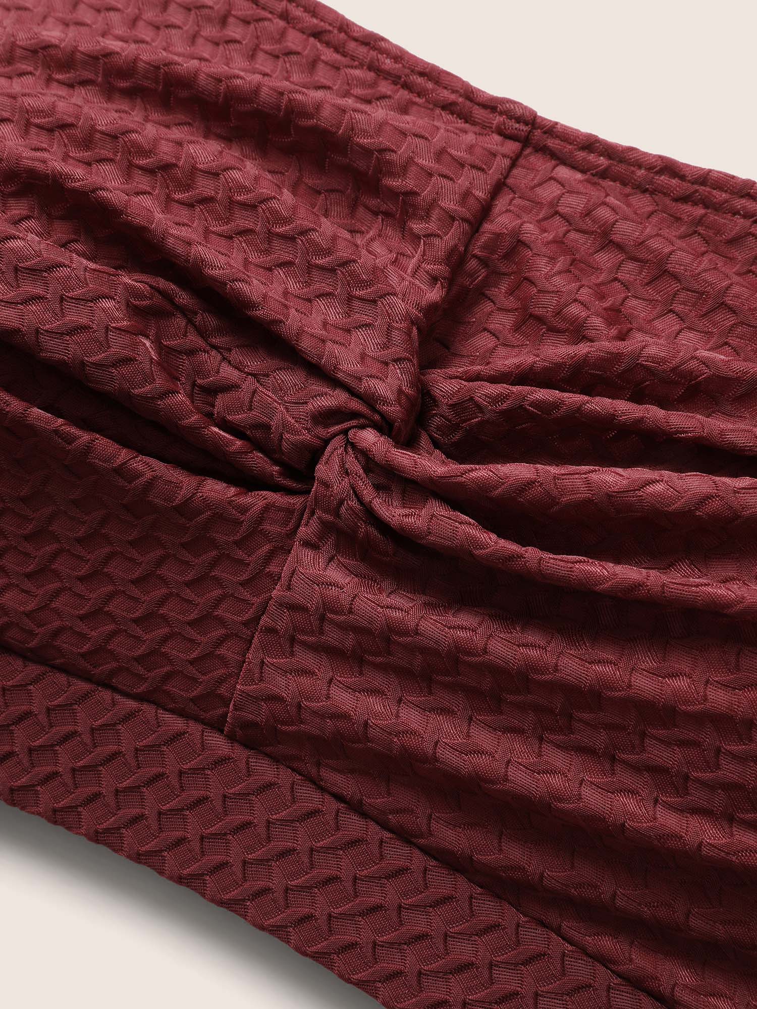 Solid Twist Texture Swim Top