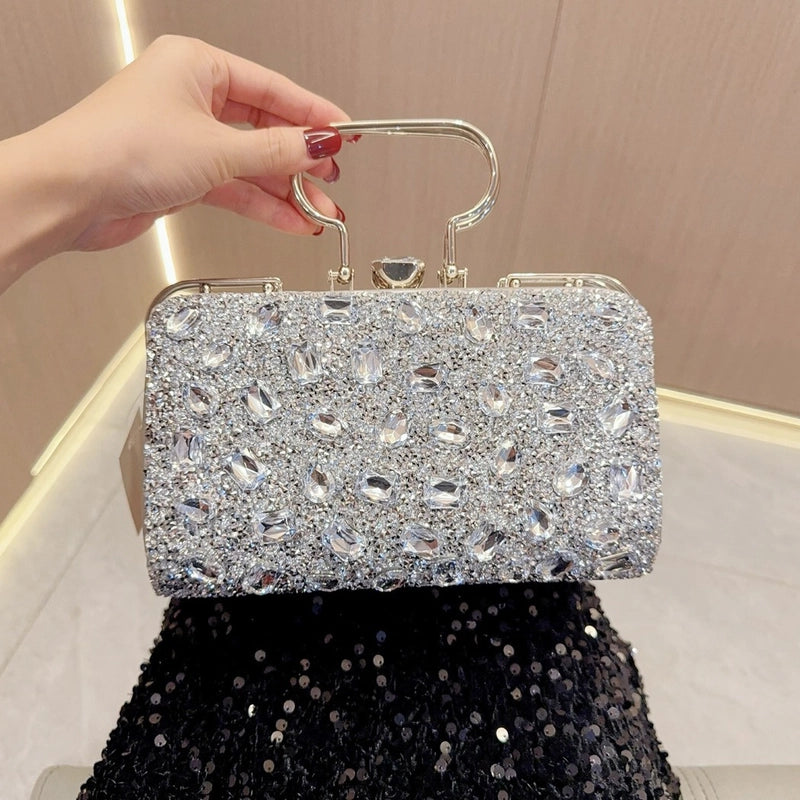 New Diamond-embedded Handbag Full Diamond Clutch Bag Fashion Dress Bag Banquet Bag Evening Bag Shoulder Crossbody Bag