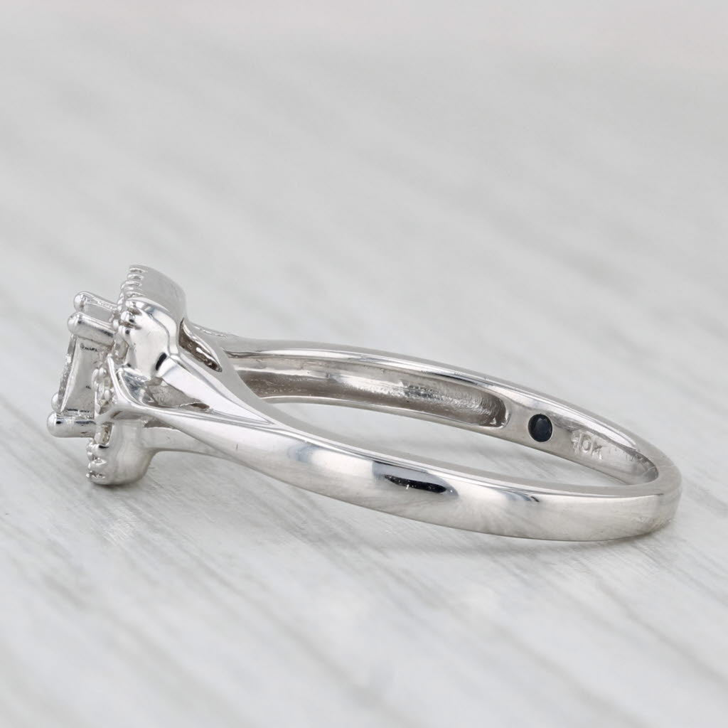 0.31ctw Princess Diamond Halo Engagement Ring 10k White Gold Size 6